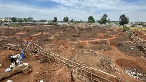 Thuthuka Zondi/BBC Lumps of dug earth in the cattle pen