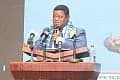 Prof. Peter Quartey (inset), former Director, ISSER, UG, addressing the students. Picture: ERNEST KODZI