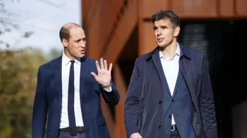 Getty Images Prince William, Duke of Cambridge (L) walks with President of EMEA Business and Operations for Google, Matt Brittin during his visit to Google & YouTube to launch a National Action Plan to tackle cyberbullying on November 16, 2017 in London, England.