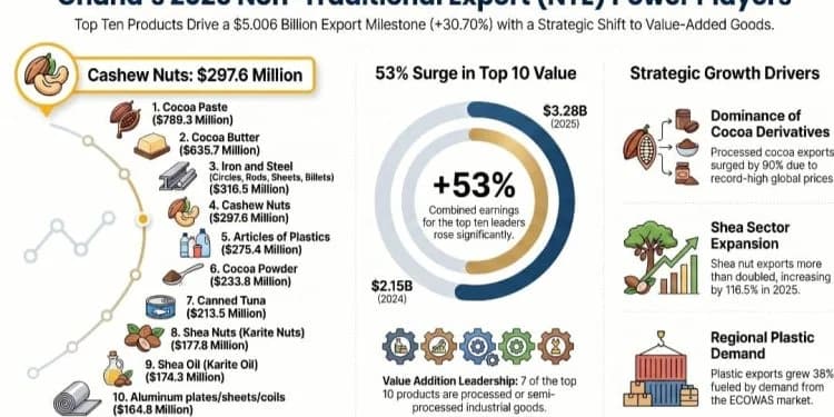 Ghana’s Industrial Shift Gains Momentum as Non-Traditional Exports Hit $5 Billion Amid New Investment and Agricultural Strategies