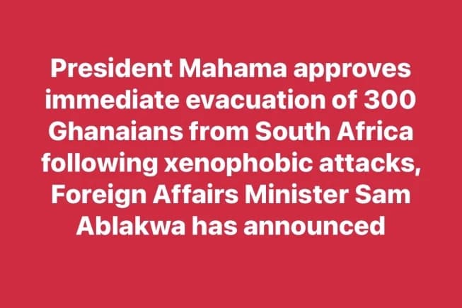 Ghana Initiates Urgent Repatriation of Citizens from South Africa Amid Rising Xenophobic Tensions