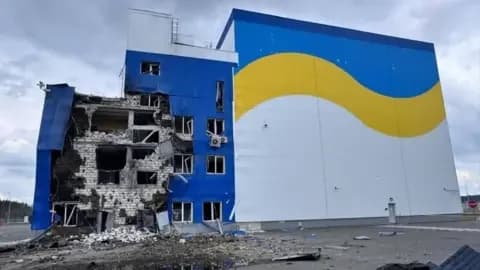 Reuters A handout image from Ukraine's Energoatom shows damage to a spent nuclear fuel storage facility
