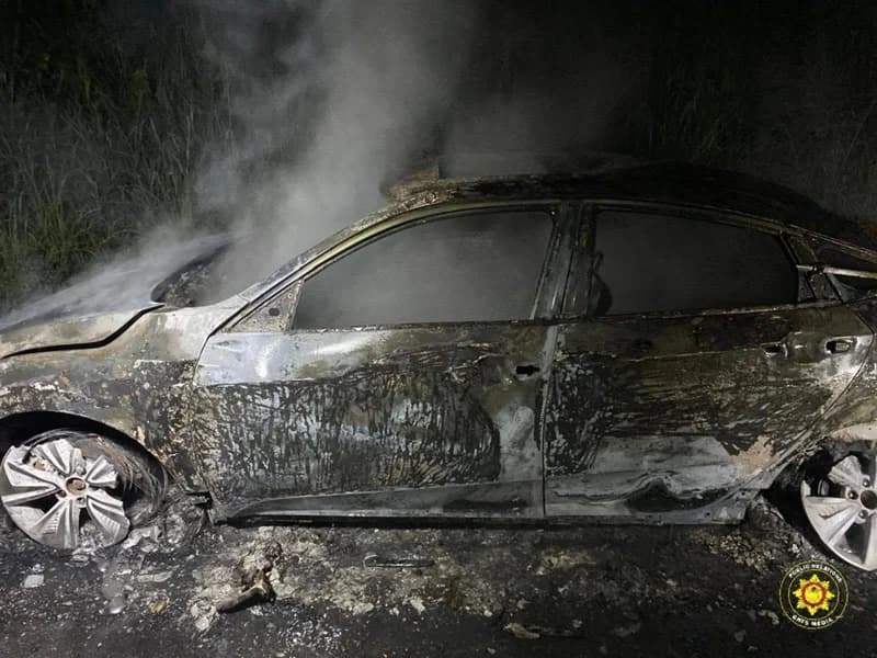 Ghana National Fire Service Investigates After Honda Civic Gutted by Fire at Kwamoso-Duasin