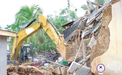 Demolition of some old structures in Cape Coast
