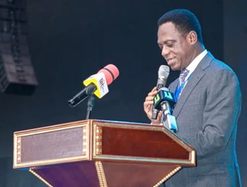Apostle Dr Eric Nyamekye, President of the Ghana Pentecostal and Charismatic Council, speaking at the conference