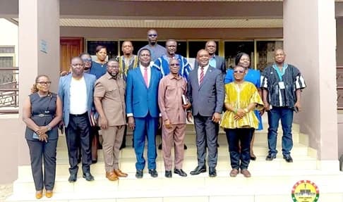 Nortsu-Kotoe Kwasi Peter (5th from left), Chairman, Select Committee on Education, with Paul Adjei (3rd from right), Administrator of GETFund, other members of the committee and other dignitaries after the event