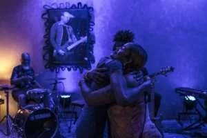 Ceuzany gives a hug following a concert in Mindelo in May 2026. By PATRICK MEINHARDT (AFP)