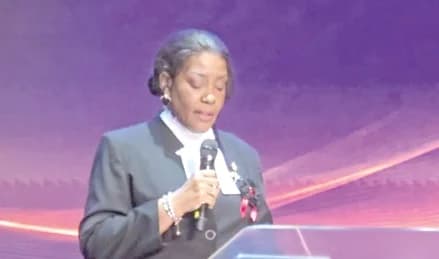 Efua Ghartey, President of the Ghana Bar Association, delivering her address at the 44th anniversary remembrance service