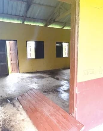 The mess the bats have caused inside one of the classrooms at the Kamalo DA Junior High School, Kwahu Afram Plains North. RIGHT: The front view of the classroom block