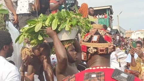 The rites are performed to lift the ban on fishing in the Benya lagoon