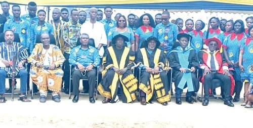Prof. Samuel Lartey (arrowed), Country Lead/Global Research Director of Private Education Foundation Ghana, with some dignitaries, current students and alumni