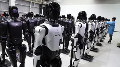 Getty Images An engineer debugs robots at the factory of AgiBot, a leading robotics company