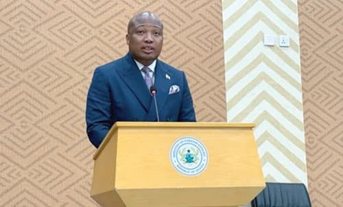Samuel Okudzeto Ablakwa — Minister of Foreign Affairs, addressing the press