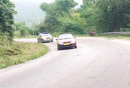 A cleared section of the road