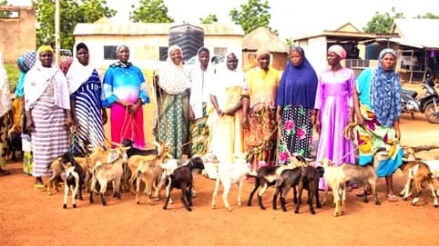 Some of the beneficiaries being presented with goats