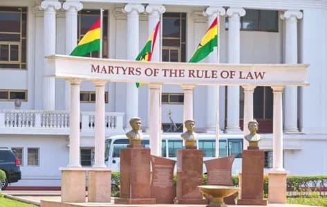 The front view of the Supreme Court of Ghana