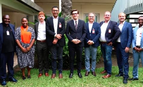 The delegation from the German and Swiss companies with Frederik Landshoft (5th from right), German Ambassador to Ghana, during the visit