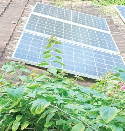 Solar panels on the roof