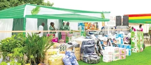 Some of the items ready for distribution on display
