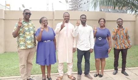 Janet Dedei Sarney-Kuma (2nd from left) — Director, Capacity Development and Outreach, Peace Council, with other executive members of the Council at the press conference