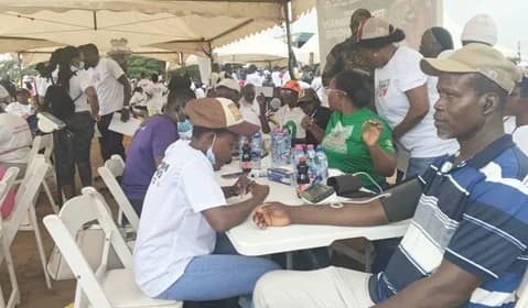 Some residents of Prampram undergoing the health screening process