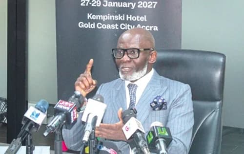 Gabby Asare Otchere Darko, Chairman, Africa Prosperity Network, addressing the meeting. Picture: ERNEST KODZI