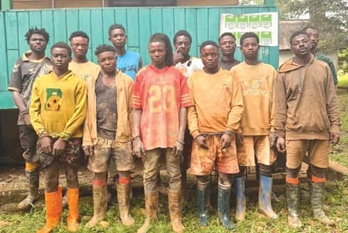 The 12 illegal miners arrested at the Atewa Range Forest Reserve