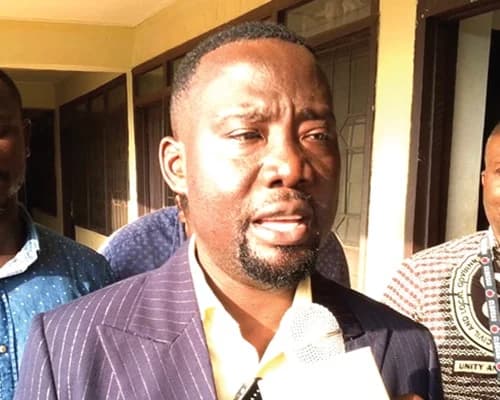 Emmanuel Kwame Frimpong (inset), MCE, Tano South, addressing the assembly members