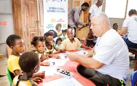 Some staff of Karpowership engaging learners in a painting activity