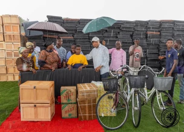 North Tongu MP supports fresh SHS students with chop boxes, mattresses and bicycles