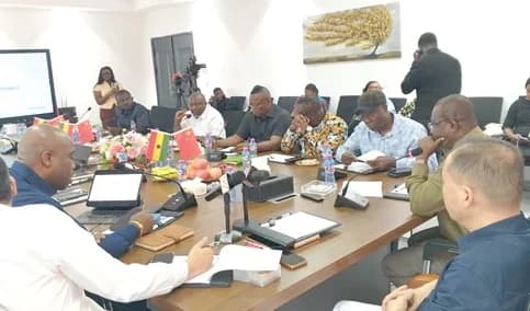 Members of the Parliament Select Committee on Energy having a discussion with the management members of Sentuo Oil Refinery