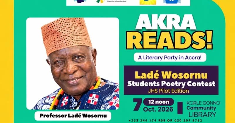 Creative Arts Agency to Pilot Ladé Wosornu JHS Poetry Contest at Akra Reads! 2026