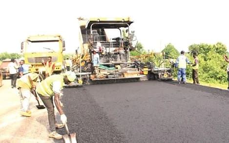 Construction crew working on a road