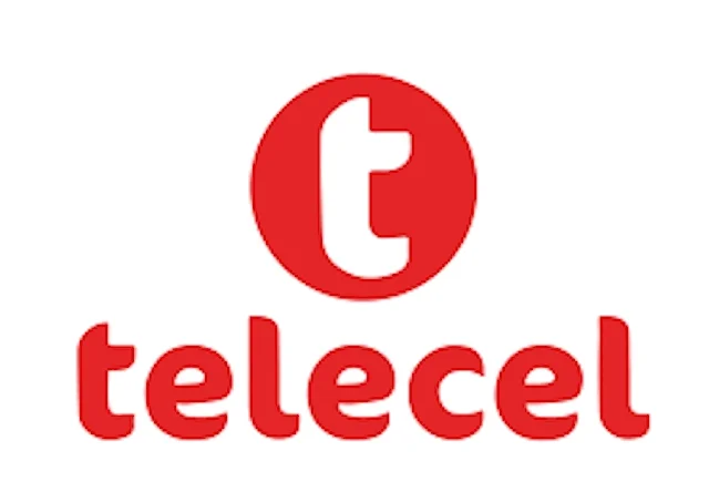 The official logo of Telecel, featuring a white lowercase 't' inside a solid red circle above the word 'telecel' in red lowercase font. The graphic is set against a plain white background.