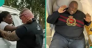 A collage featuring two distinct photographs. On the left, a muscular man with arm tattoos is seen comforting a young girl near a vehicle, while the right side shows Zimbabwean businessman Wicknell Chivayo smiling and waving from a luxury airplane or vehicle seat.