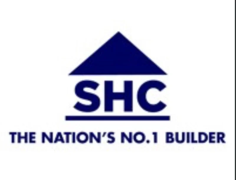 The official logo of the State Housing Company (SHC) of Ghana, featuring a dark blue house-roof icon above the company initials. Below a horizontal line, the slogan 'THE NATION'S NO. 1 BUILDER' is written in bold, uppercase blue lettering.