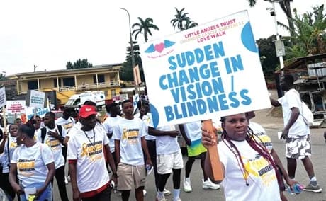 Health professionals, students and other stakeholders carried placards displaying various signs of childhood cancer and advocacy messages on screening and treatment