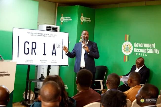 Julius Neequaye Kotey, CEO of DVLA, speaking at the Government Accountability Series
