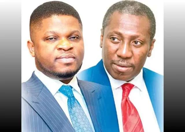 A composite image featuring headshots of two prominent Ghanaian political figures. On the left is Sammy Gyamfi, the National Communications Officer for the National Democratic Congress (NDC), and on the right is Alexander Afenyo-Markin, the Majority Leader in Parliament for the New Patriotic Party (NPP).