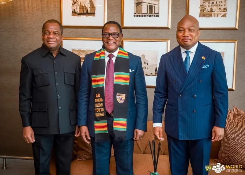 Lazarus Chakwera arrives in Accra for World Assemblies of God Congress
