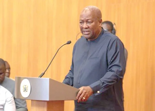 President John Mahama (right) addressing members of the Western North Regional House of Chiefs at the Jubilee House