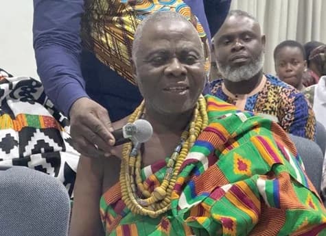 Osie Adza Tekpor VII, Paramount Chief of Avatime Traditional Area, delivering his speech