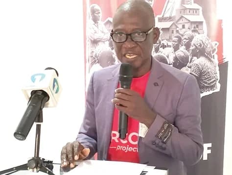 Kwame Afram Denkyira, Bono, Bono East and Ahafo Regional Programme Manager of ActionAid, addressing the meeting