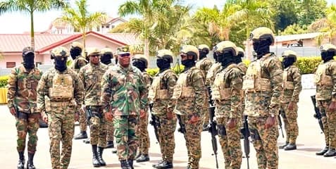 Brigadier General Franklyn Worlanyo Agbebo, acting Chief of the Army Staff, inspecting the parade